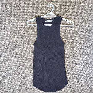Zara Ribbed Black Knit Top
